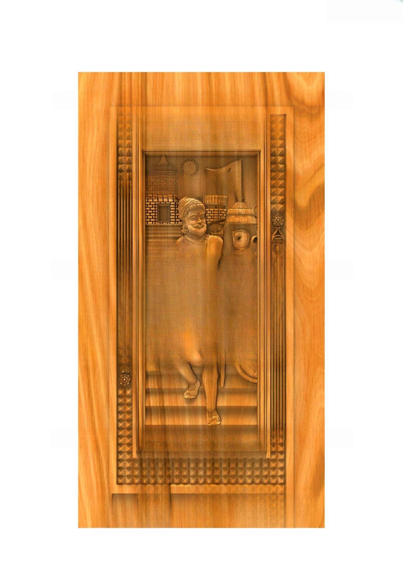 GSK HT - PAGE-04 Traditional Indian Heritage Warrior 3D Relief Door Design